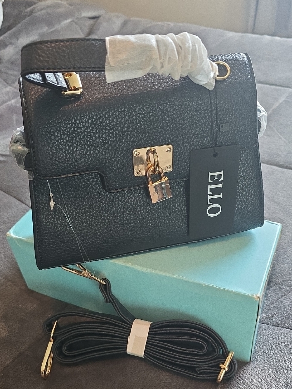 New NAVY  Pebbled Leather Top-Handle Satchel
